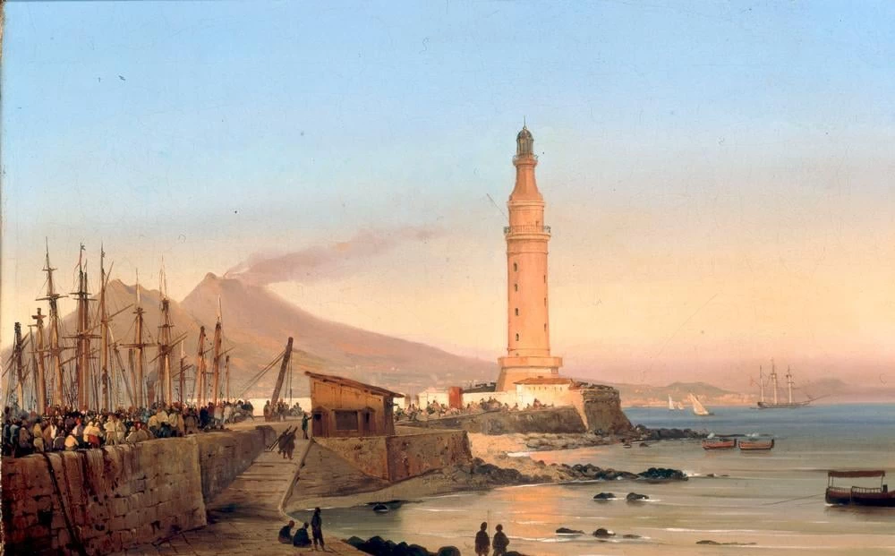 Vista del faro di Santa Lucia a Napoli